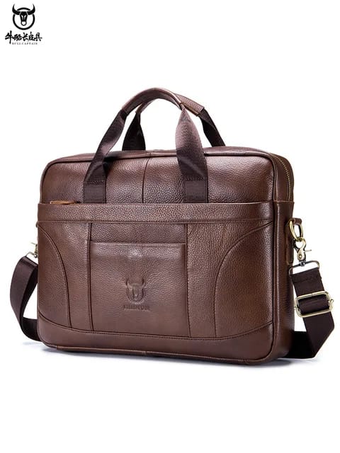 Men genuine leather laptop bag