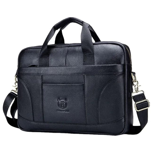 Men genuine leather laptop bag