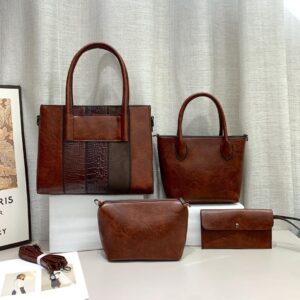 stylish leather handbag 4 in 1