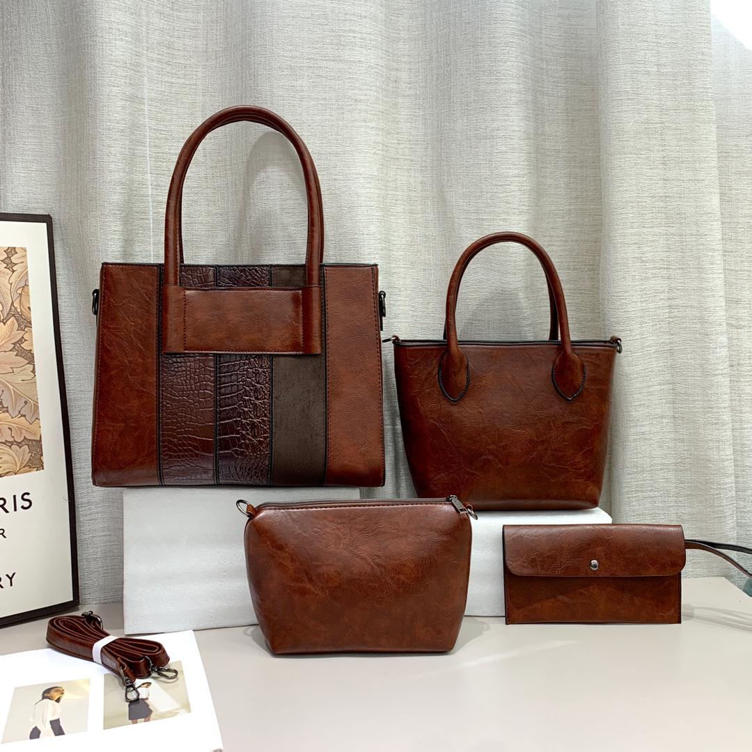 stylish leather handbag 4 in 1