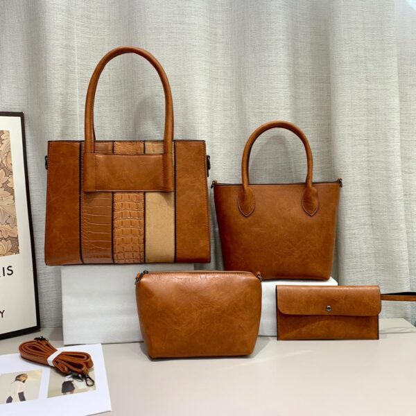 stylish leather handbag 4 in 1
