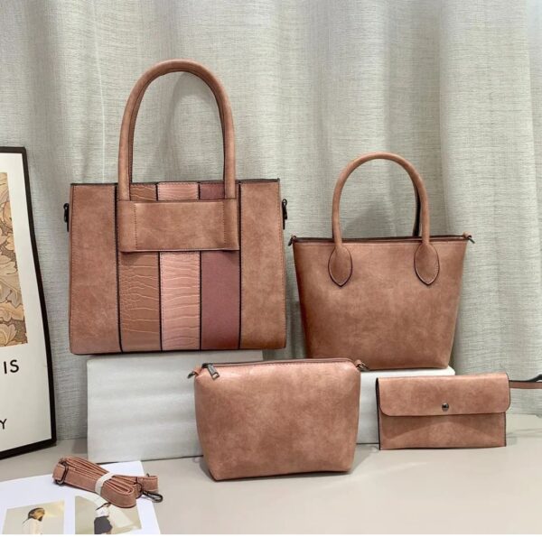 stylish leather handbag 4 in 1